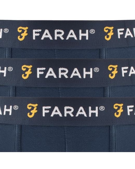 Farah Blue Farah Aveleer 3 Pack Trunks for men