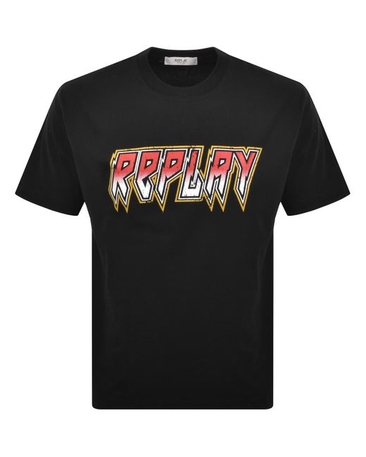 Replay Black Graphic T Shirt for men