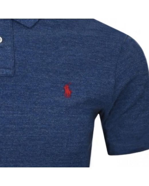 Ralph Lauren Blue Custom Slim Fit Polo T Shirt for men