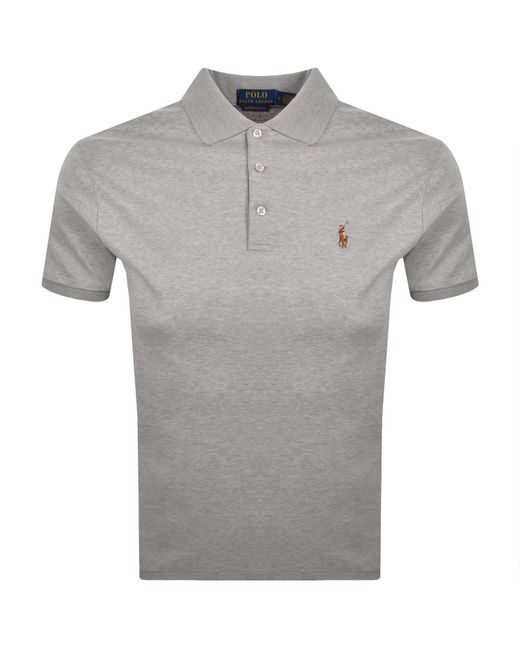 Ralph Lauren Gray Custom Slim Fit Polo T Shirt for men
