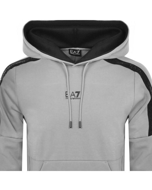 EA7 Gray Emporio Armani Logo Hoodie for men