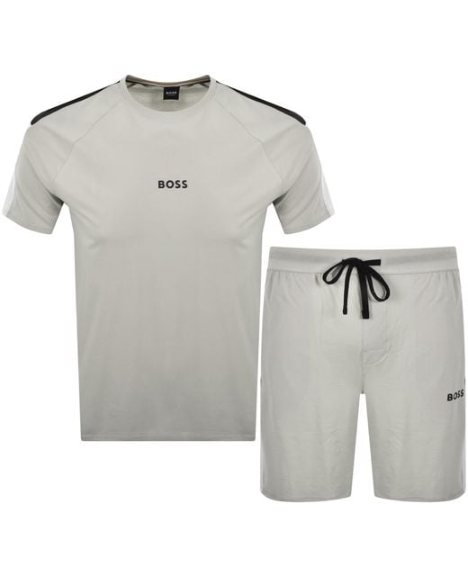 BOSS BUSINESS Gray Boss Balance T Shirt And Shorts Tracksuit for men