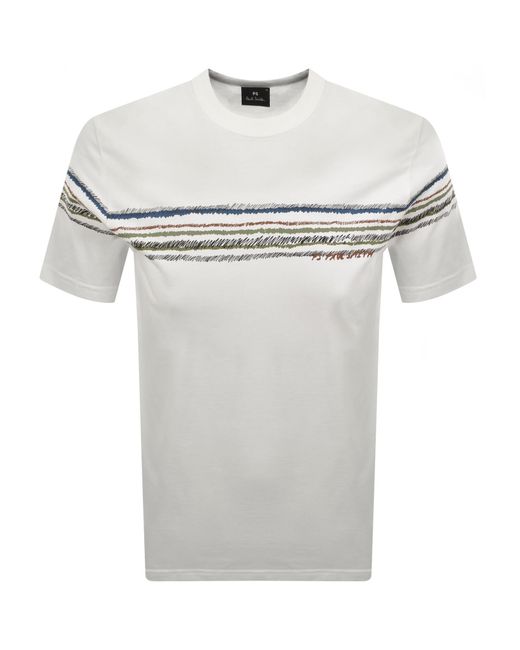 Paul Smith White Striped Regular Fit T Shirt for men
