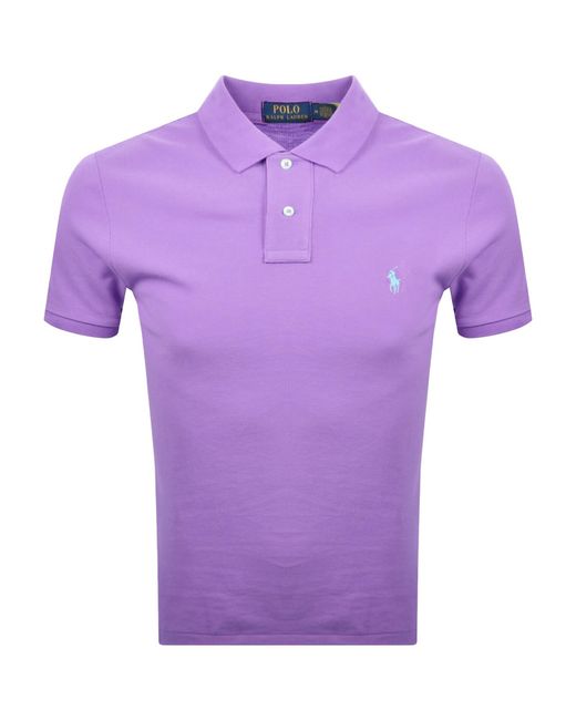 Ralph Lauren Purple Slim Fit Polo T Shirt for men