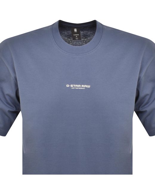 G-Star RAW Blue Raw Boxy Logo T Shirt for men