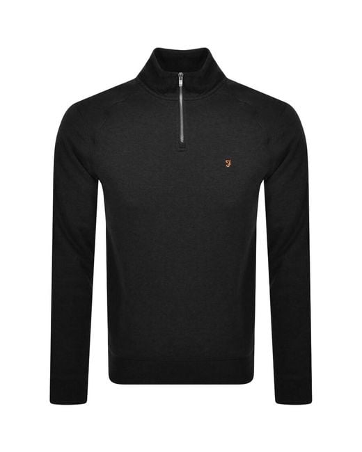 Farah Black Farah Jim Quarter Zip Sweatshirt for men
