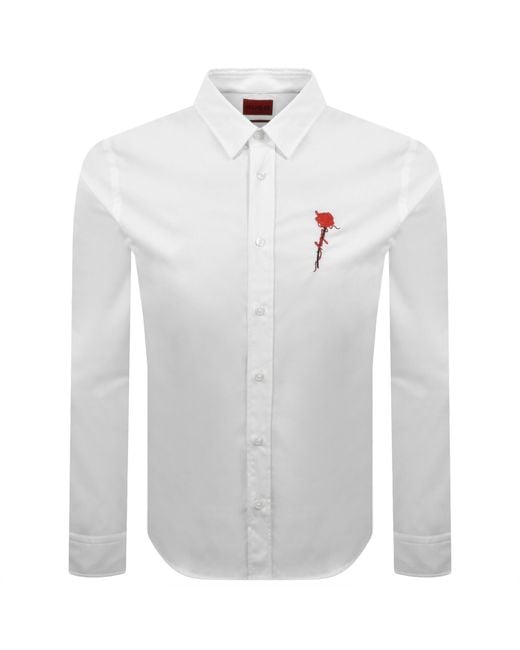 HUGO White Long Sleeved Emero Shirt for men