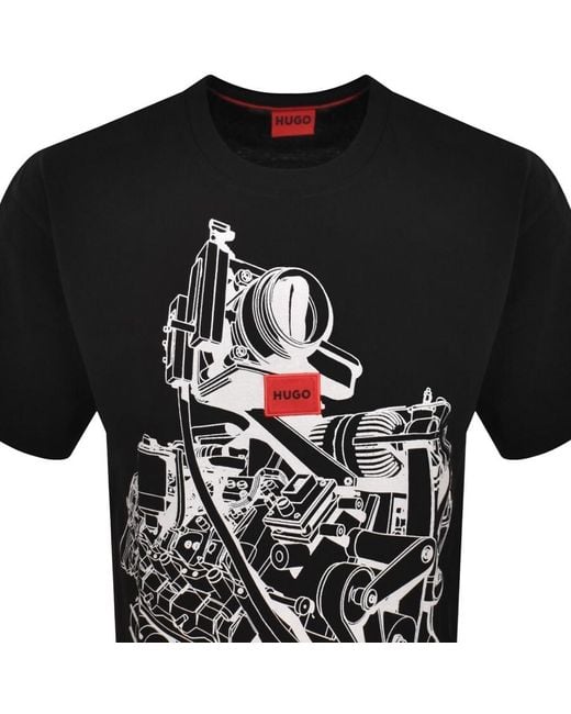HUGO Black Dacifico Crew Neck Short Sleeve T Shirt for men