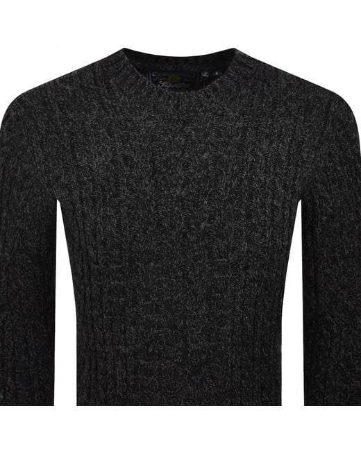 Superdry Black Jacob Cable Knit Jumper for men