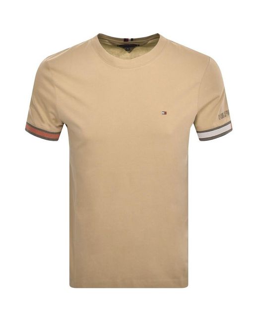 Tommy Hilfiger Natural Flag Cuff T Shirt for men