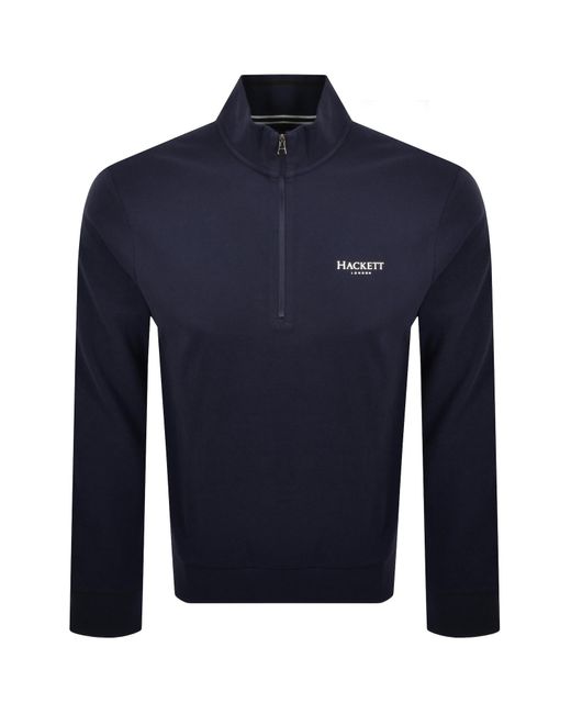 Hackett Blue Half Zip Pique Sweatshirt for men