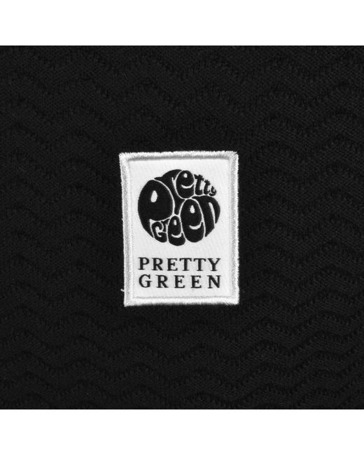 Pretty Green Black Stratosphere Knit Polo for men