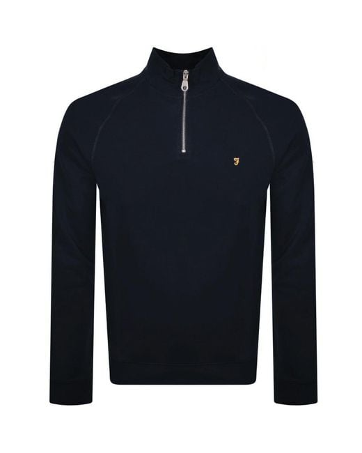 Farah Blue Farah Jim Quarter Zip Sweatshirt for men