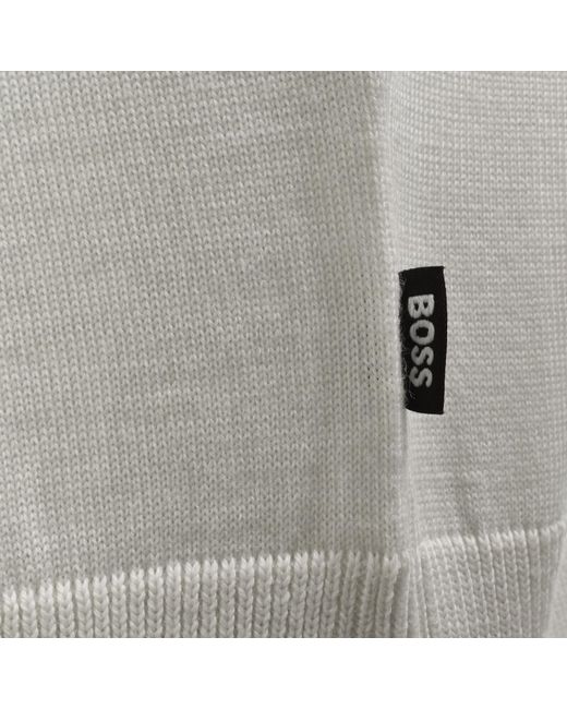 BOSS BUSINESS Gray Boss Ebenji Quarter Zip Wool Jumper for men