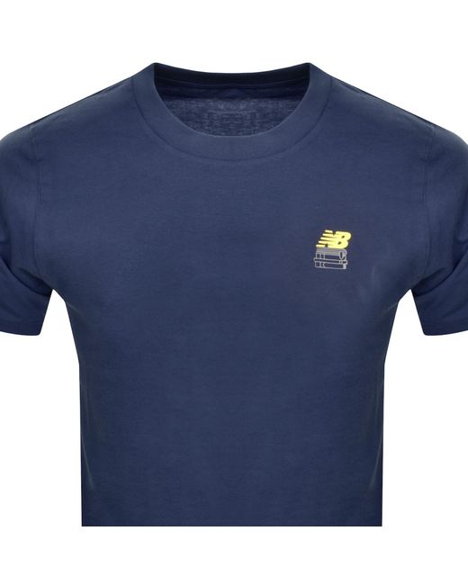 New Balance Blue Bookshelf Logo T Shirt for men