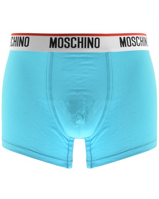 Moschino Blue Underwear Three Pack Trunks for men