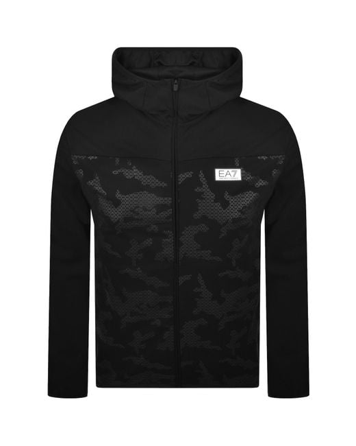 EA7 Black Emporio Armani Full Zip Hoodie for men