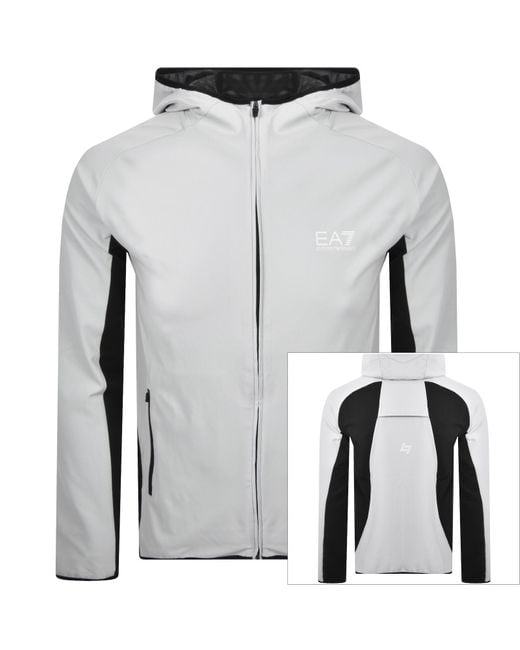 EA7 Gray Emporio Armani Logo Hoodie for men