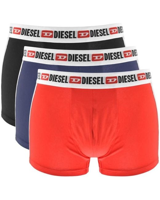 DIESEL Red Underwear Damien 3 Pack Boxer Shorts for men