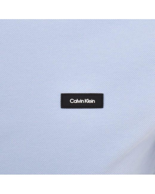 Calvin Klein Blue Pique Tipping Polo T Shirt for men