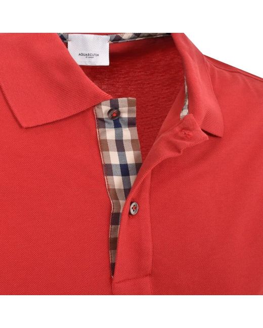 Aquascutum Red Pique Polo T Shirt for men