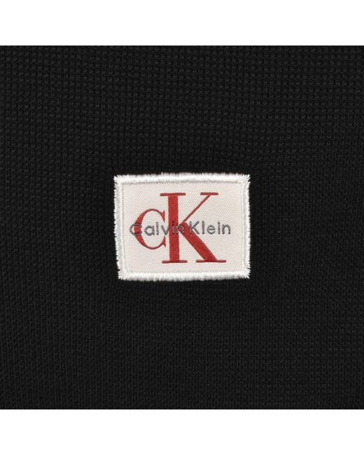 Calvin Klein Black Jeans Micro Waffle Badge Polo for men