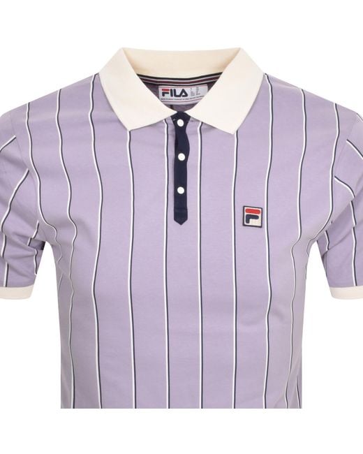 Fila Purple Classic Stripe Polo T Shirt for men