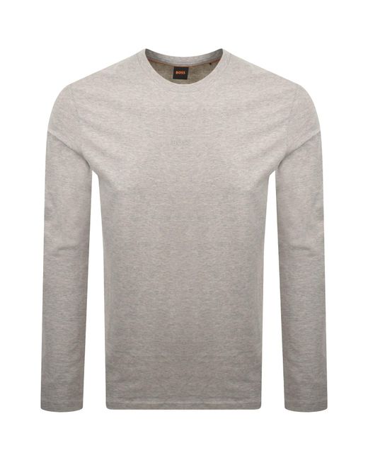 Boss Gray Boss Tchark Long Sleeve T Shirt for men