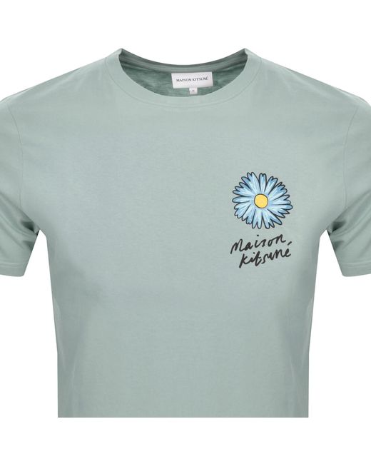 Maison Kitsuné Blue Floating Flower T Shirt for men