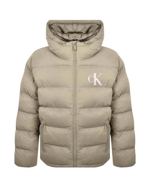Calvin Klein Gray Jeans Logo Puffer Jacket for men