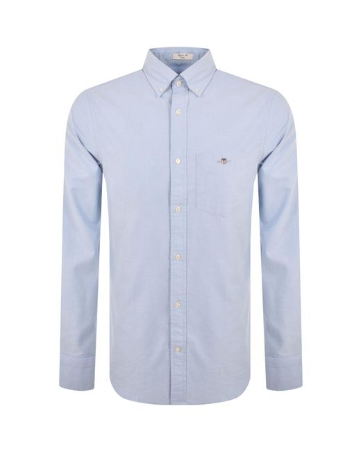 Gant Blue Oxford Long Sleeved Shirt for men