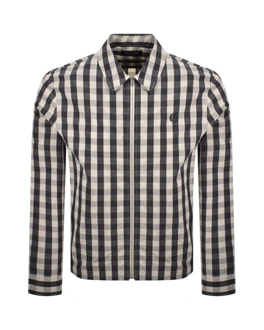 Fred Perry Black Poplin Check Overshirt for men