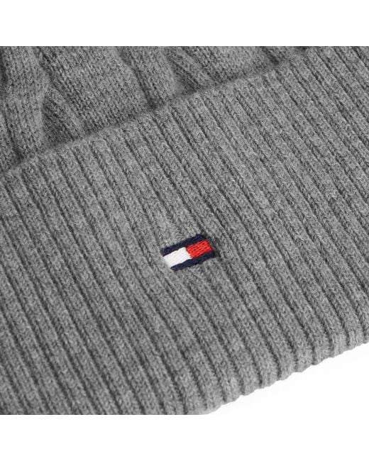 Tommy Hilfiger Gray Cable Knit Beanie Hat for men
