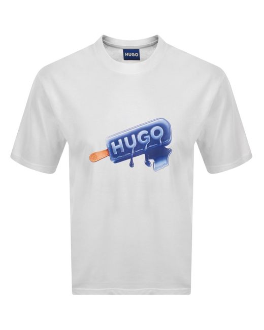 HUGO Blue Noglasy Graphic T Shirt for men