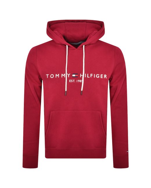 Tommy Hilfiger Red Logo Hoodie for men