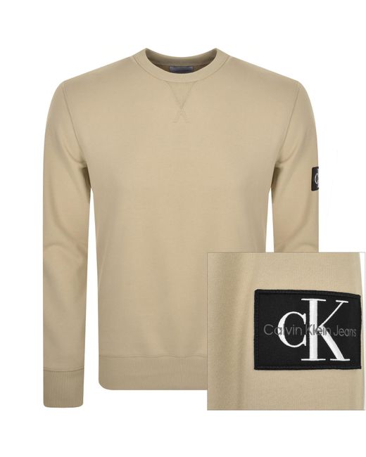 Calvin Klein Natural Jeans Logo Crew Neck Sweatshirt for men