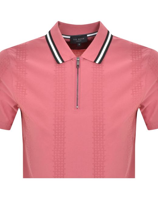 Ted Baker Pink Orbite Jacquard Polo T Shirt for men