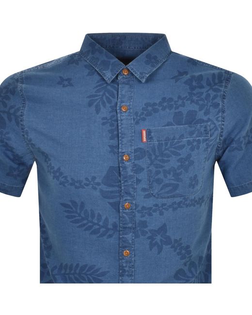 Superdry Blue Short Sleeved Loom Shirt for men