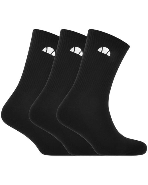 Ellesse Black Alacre 3 Pack Crew Socks for men