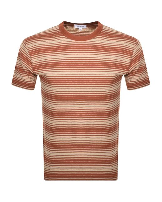 Norse Projects Orange Johannes Spaced Stripe T Shirt for men