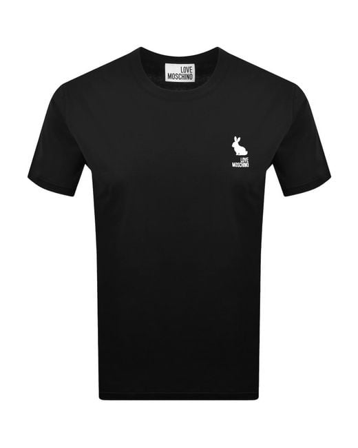 Moschino Black Embroidered Logo T Shirt for men