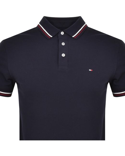 Tommy Hilfiger Blue Tipped Slim Fit Polo T Shirt for men