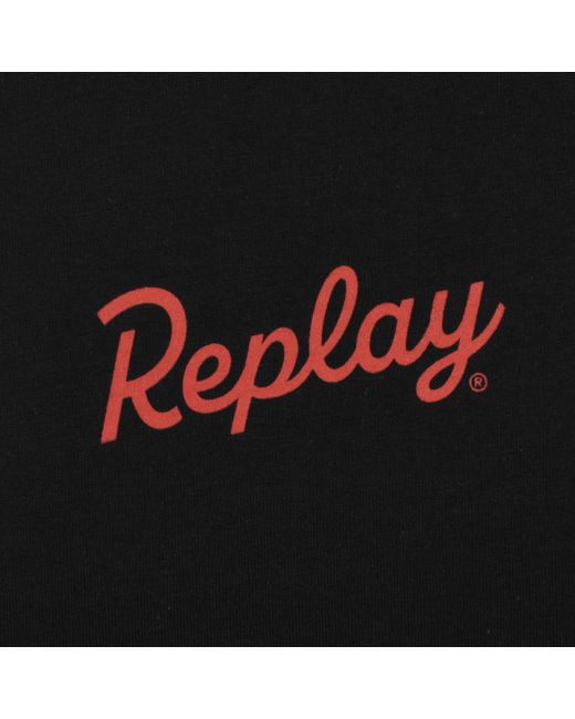 Replay Black Graphic T Shirt for men