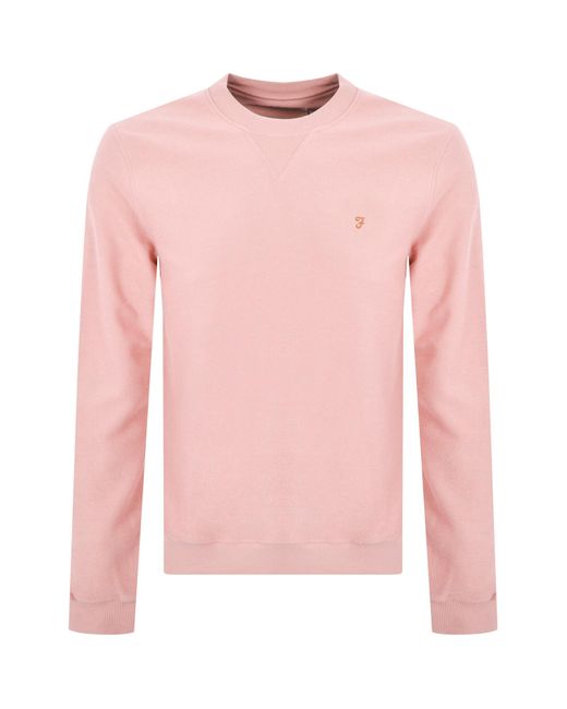 Farah Pink Galli Twill Crew Sweatshirt for men