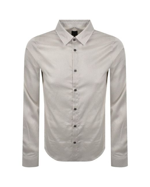 ARMANI EXCHANGE Gray Long Sleeve Shirt Off for men
