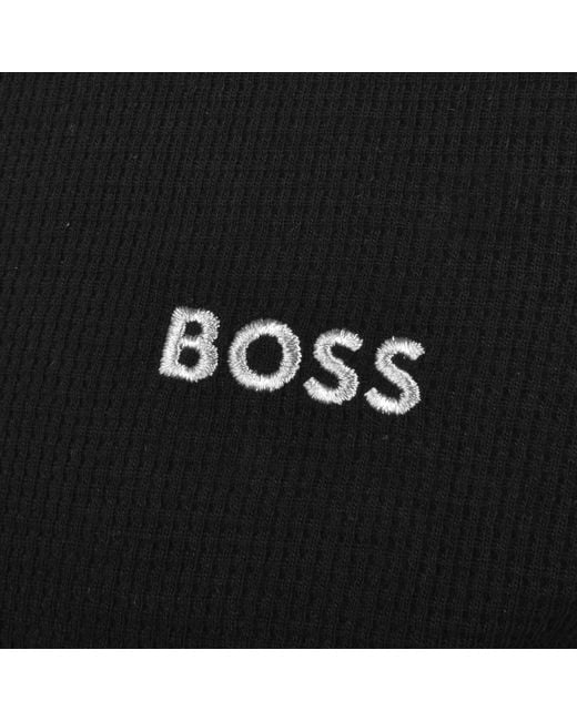 BOSS BUSINESS Black Boss Waffle T Shirt for men