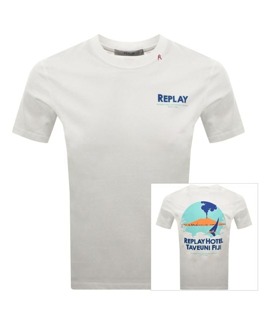 Replay White Graphic T Shirt for men