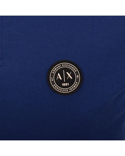 ARMANI EXCHANGE Blue Tipped Polo T Shirt for men