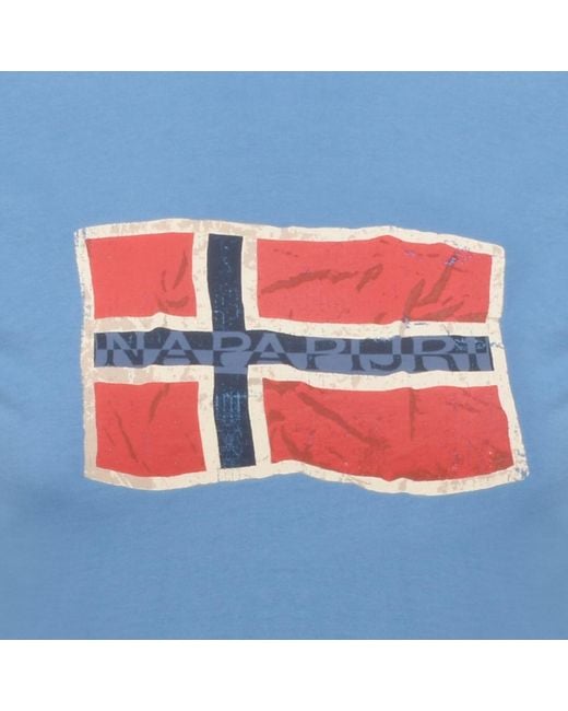 Napapijri Blue Flag Logo Short Sleeve T Shirt for men