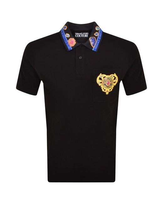 Versace Black Couture Heart Polo T Shirt for men
